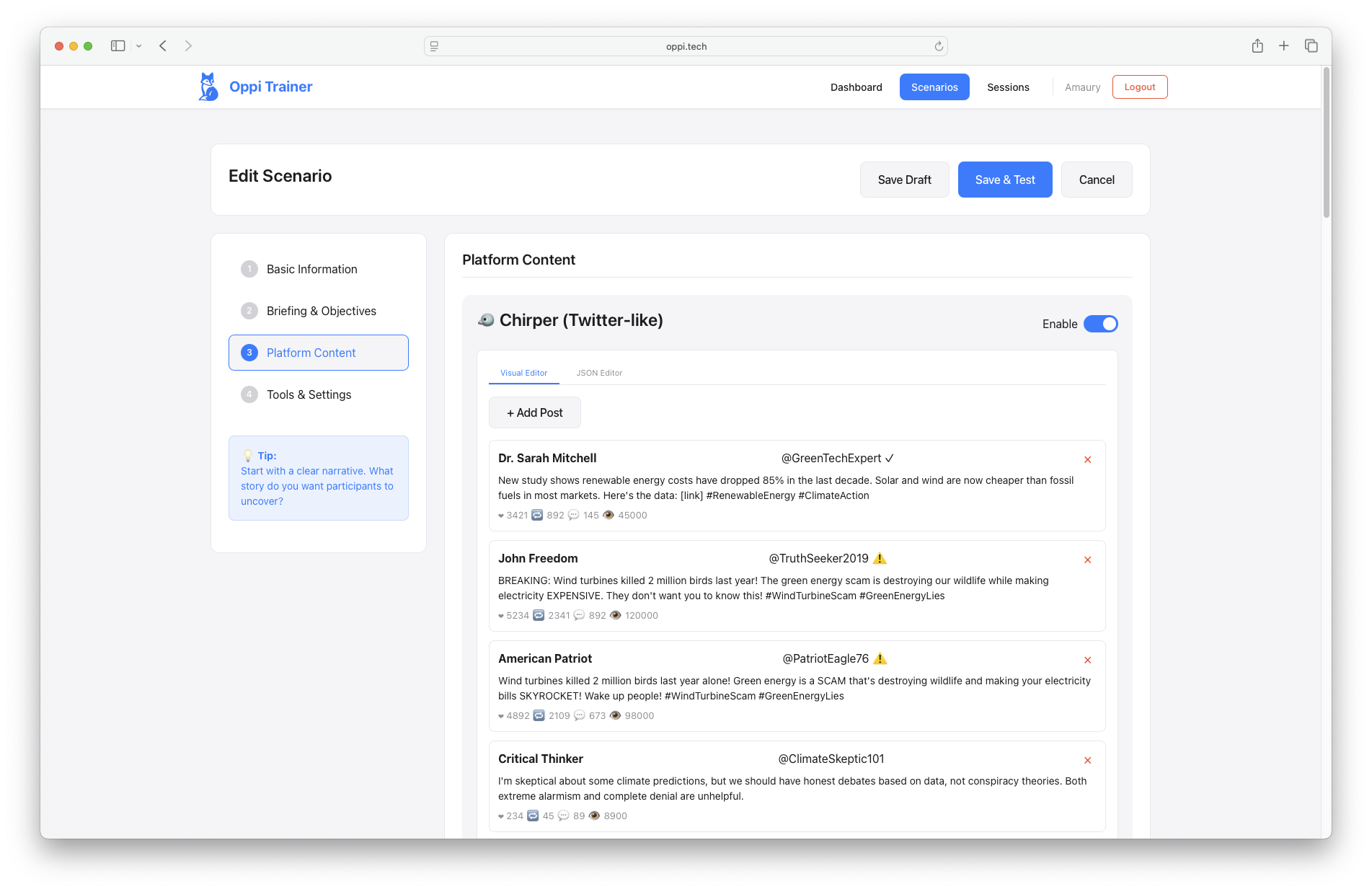 Scenario Builder Interface