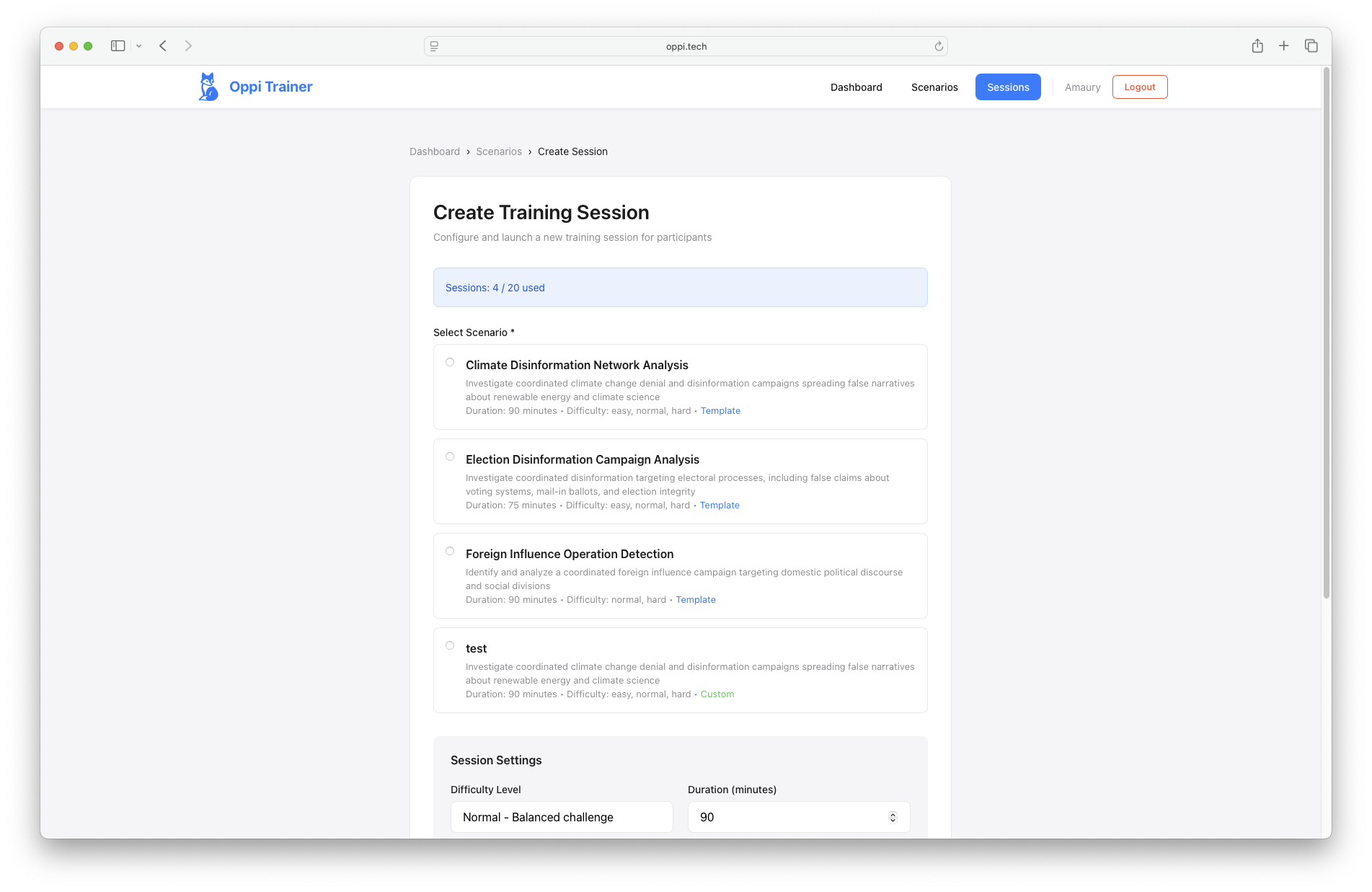 Session Configuration